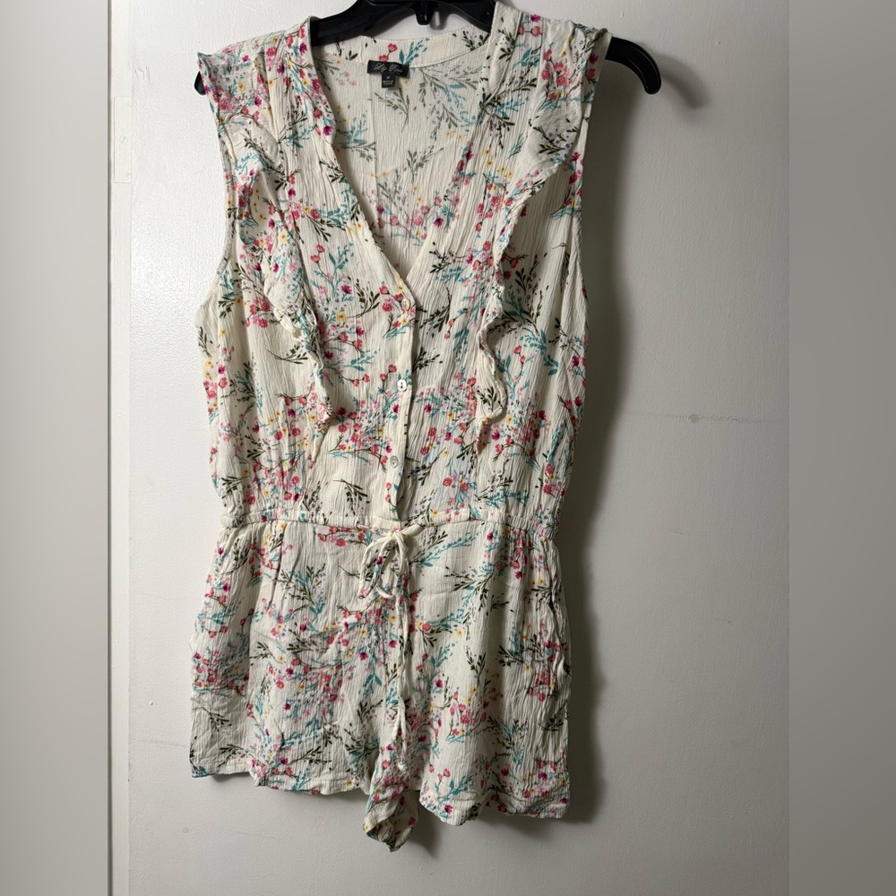 Floral Sleeveless Cream Romper by Lily Rose
